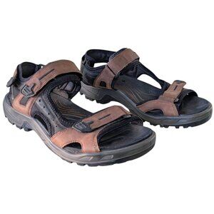 Ecco Yucatan Brown Leather Hook and Loop Double Strap Sandals Gorp Summer